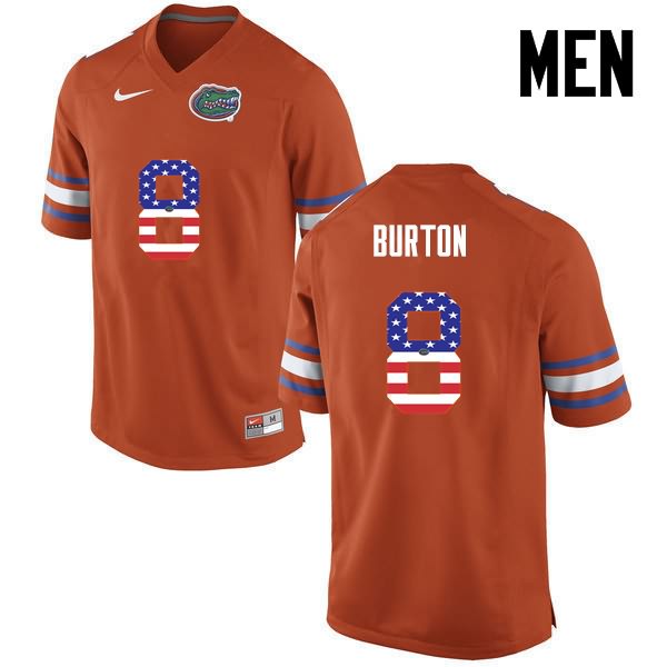 NCAA Florida Gators Trey Burton Men's #8 USA Flag Fashion Nike Orange Stitched Authentic College Football Jersey FBJ5664YT